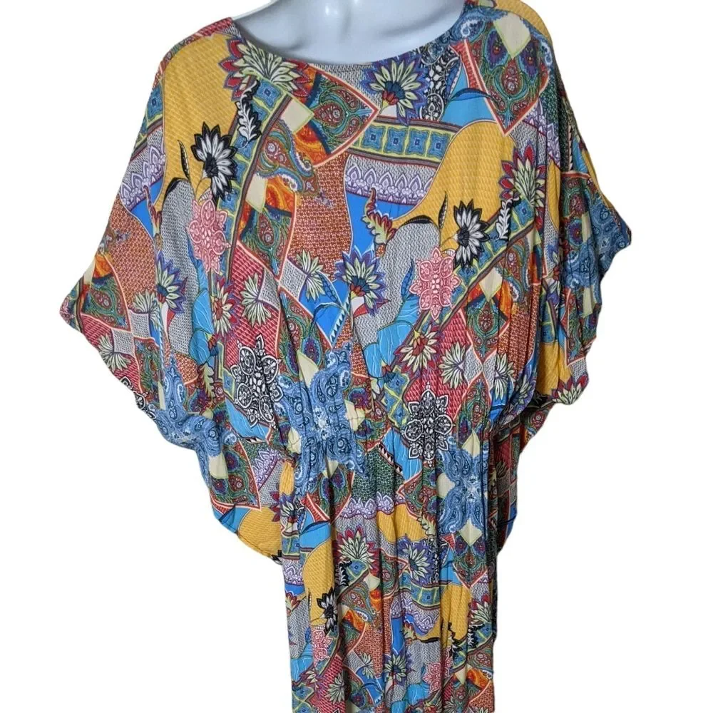Attitudes by Renee geometric floral kimono kaftan housedress athleisure size XLP